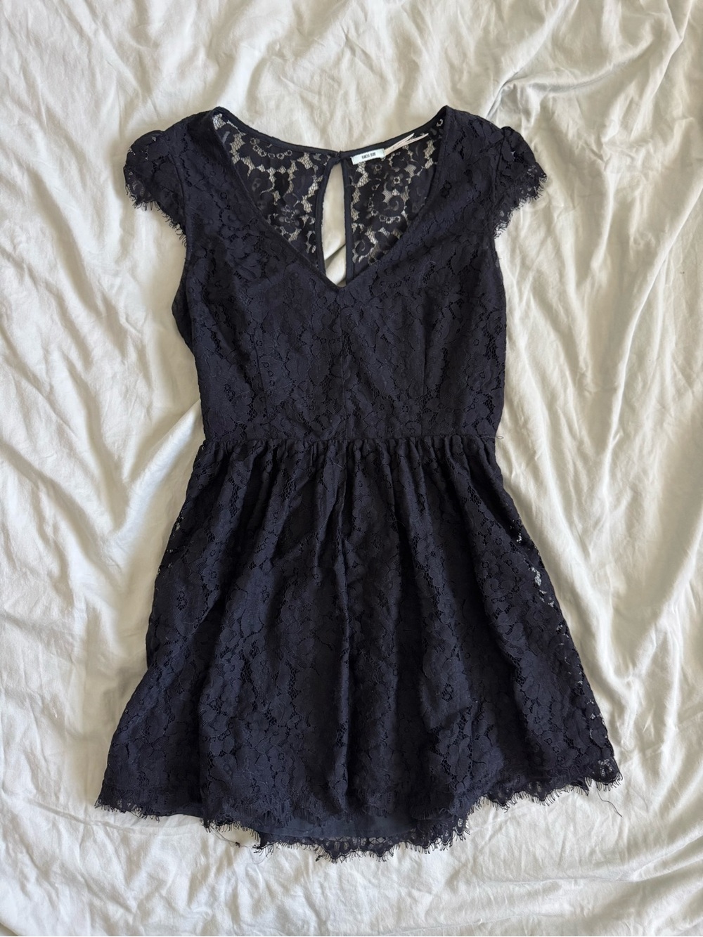 Black Lace Fit-and-Flare Mini Dress